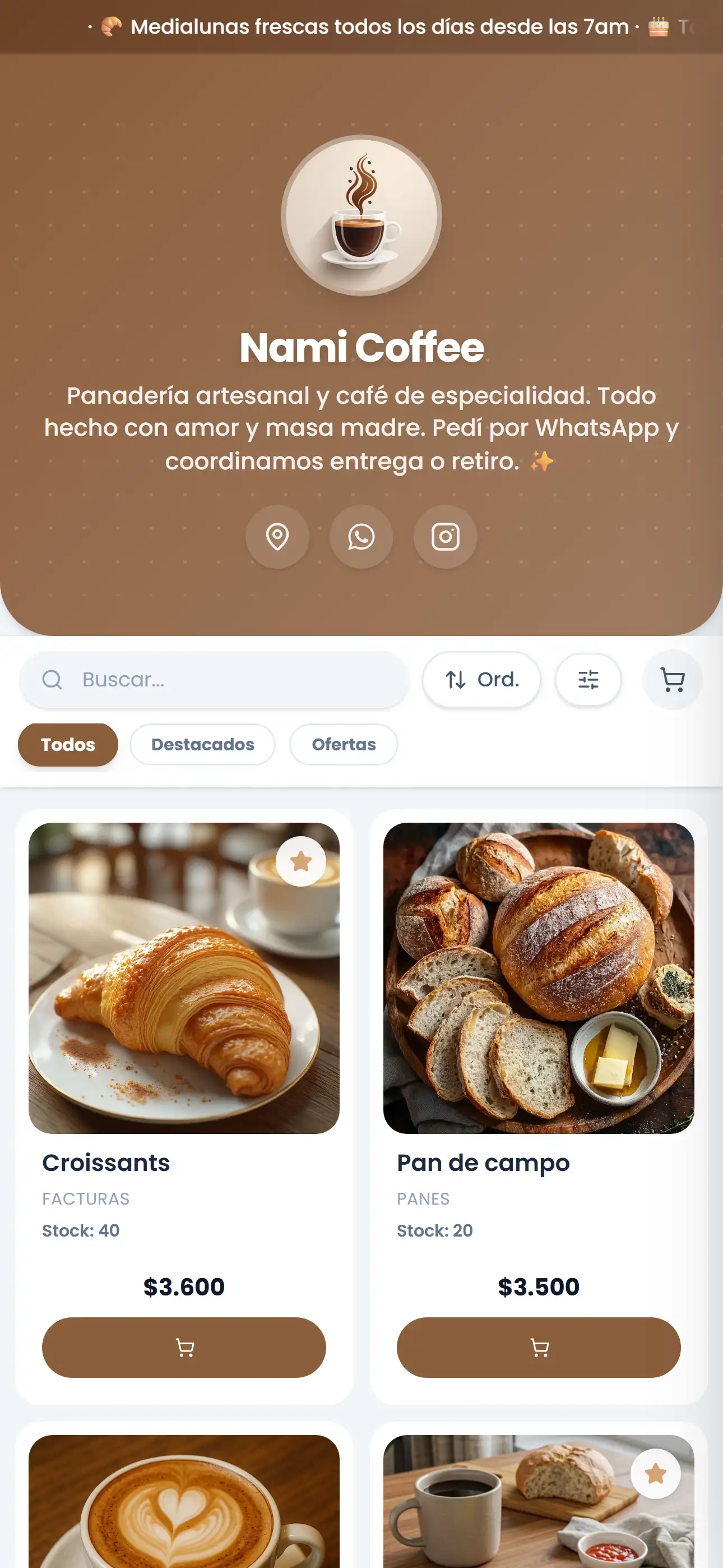 Captura de Nami Coffee